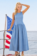 Sleeveless Denim Maxi Dress (30-day rental)