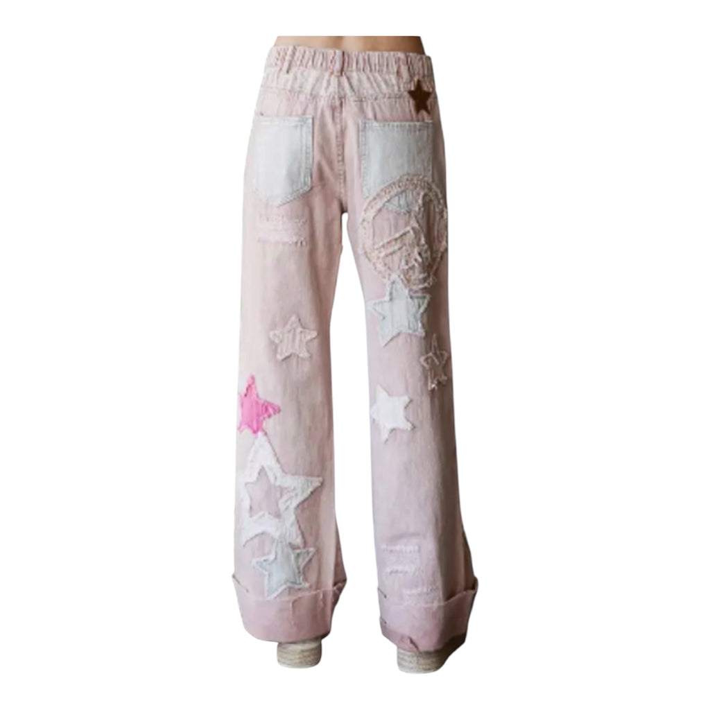 Oh Star Patch Cuffed Jeans (30-day rental)