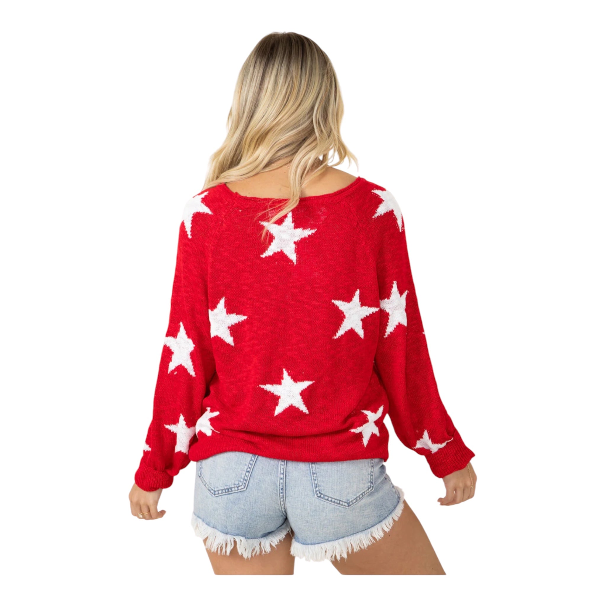 Red Star Knit Oversized Sweater Lightweight (30-day rental)