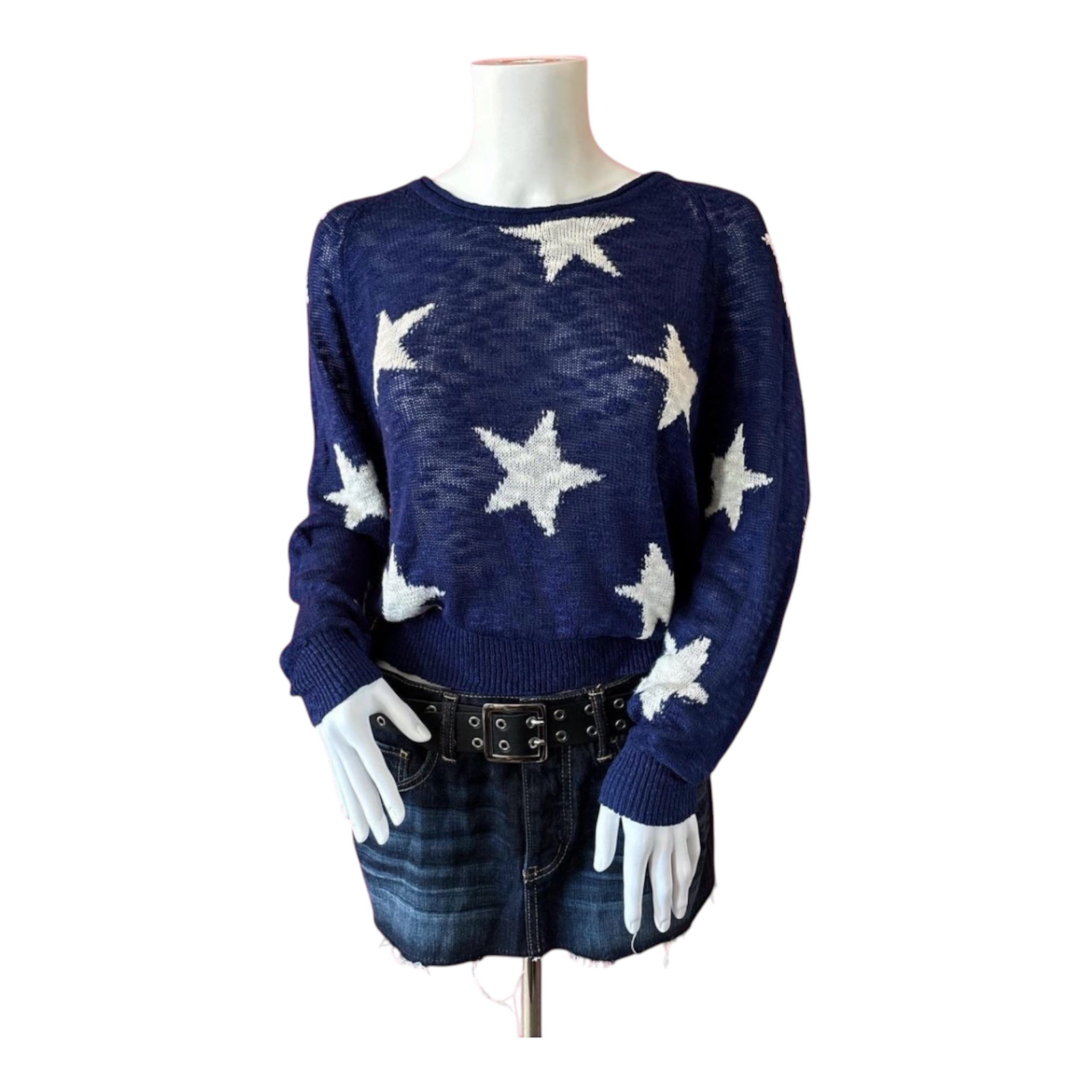 Blue Oversized Knit Star Sweater (30-day rental)