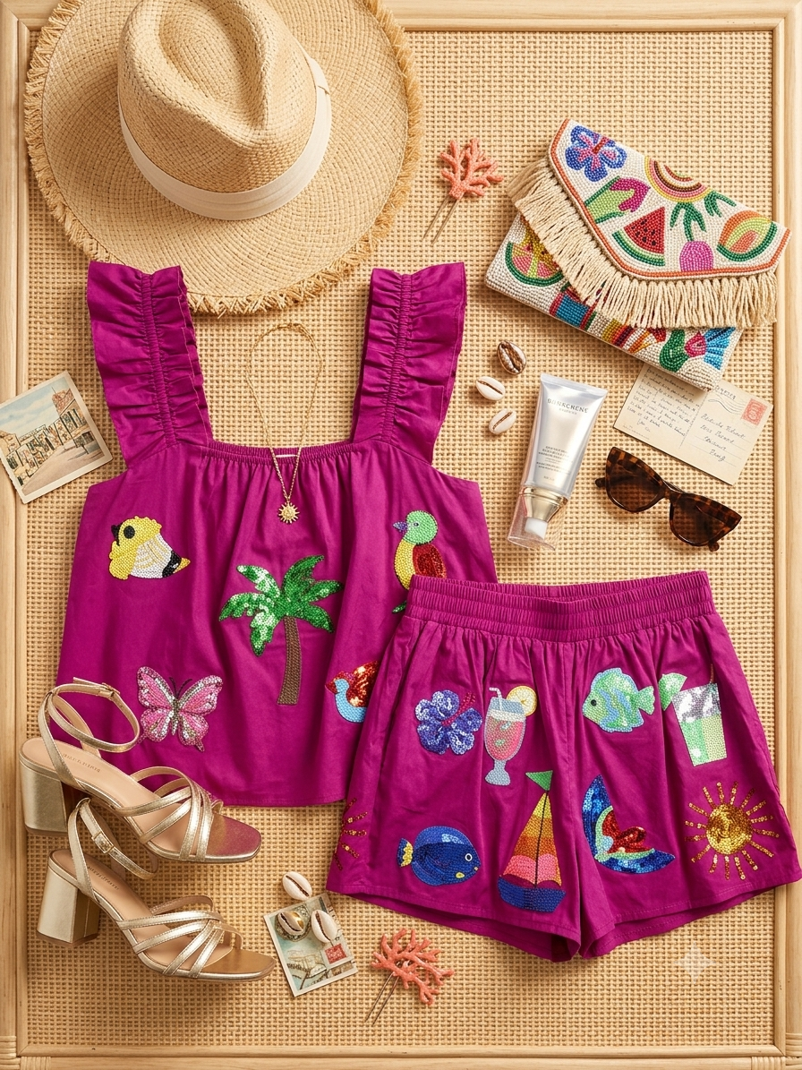 Queen of Sparkles Under the Sea tank (L) and shorts (M) (30-day rental)