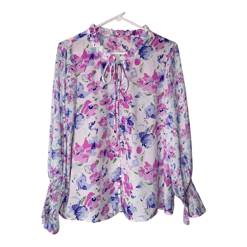 Floral tie front blouse (30-day rental)