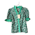 Entro top features a ruffled collar and gingham trim (30-day rental)