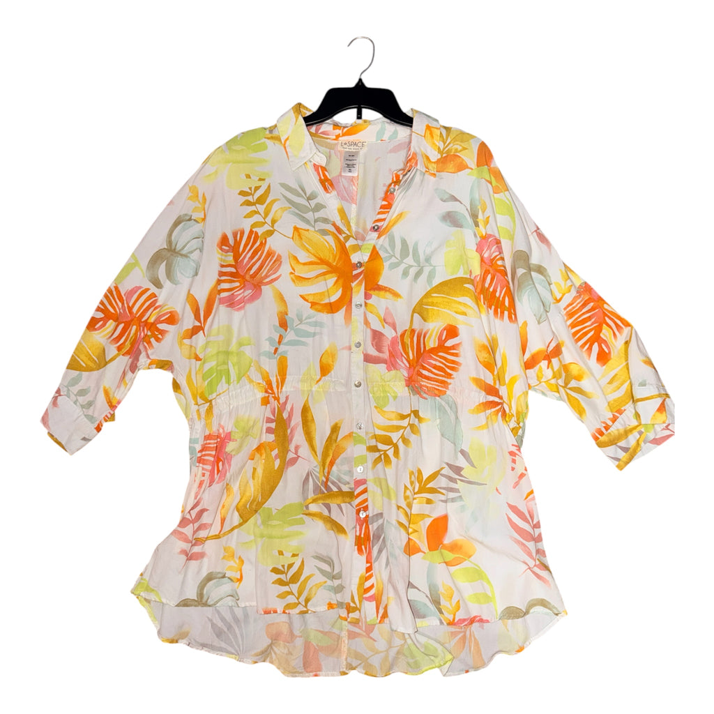 L*Space Pacifica Button Front tunic Summers Tropic Floral Print 3/4 (M/L) (30-day rental)