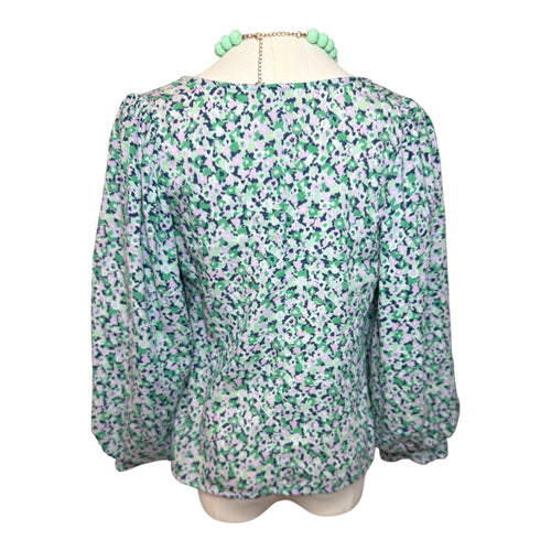 A New Day Women's Balloon Sleeve V-Neck Floral Print Blouse