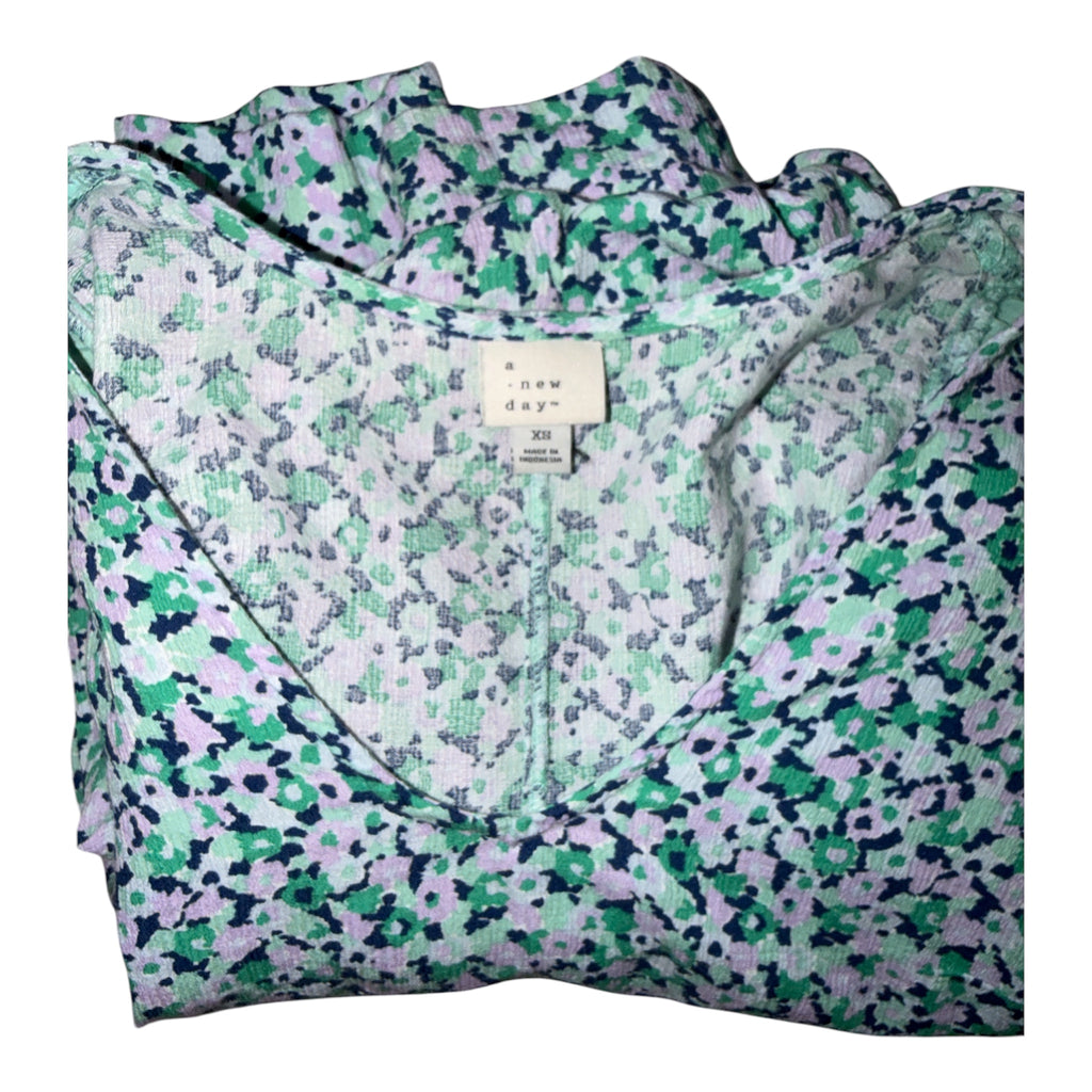 A New Day Women's Balloon Sleeve V-Neck Floral Print Blouse