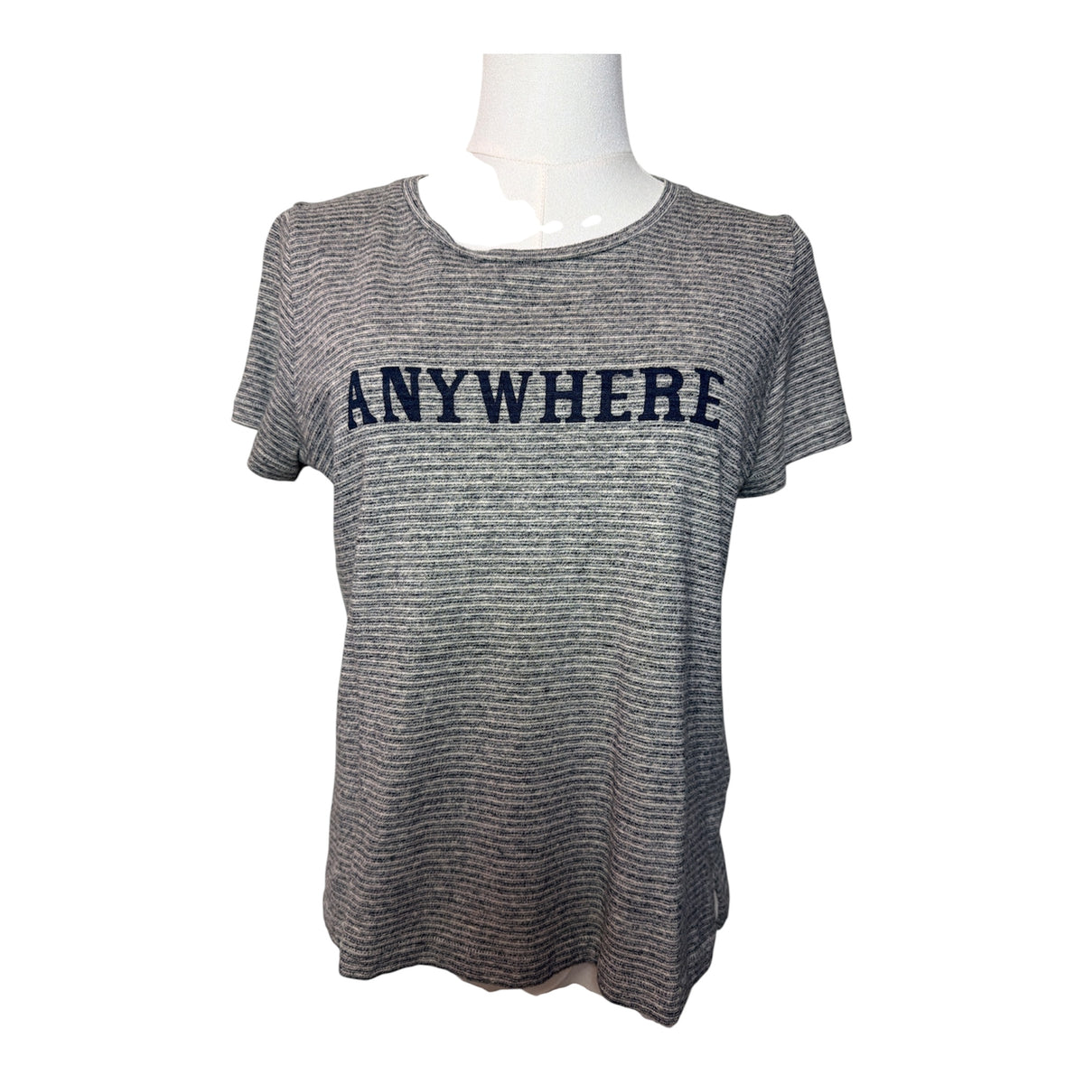 Gray Striped Short Sleeve T-Shirt
