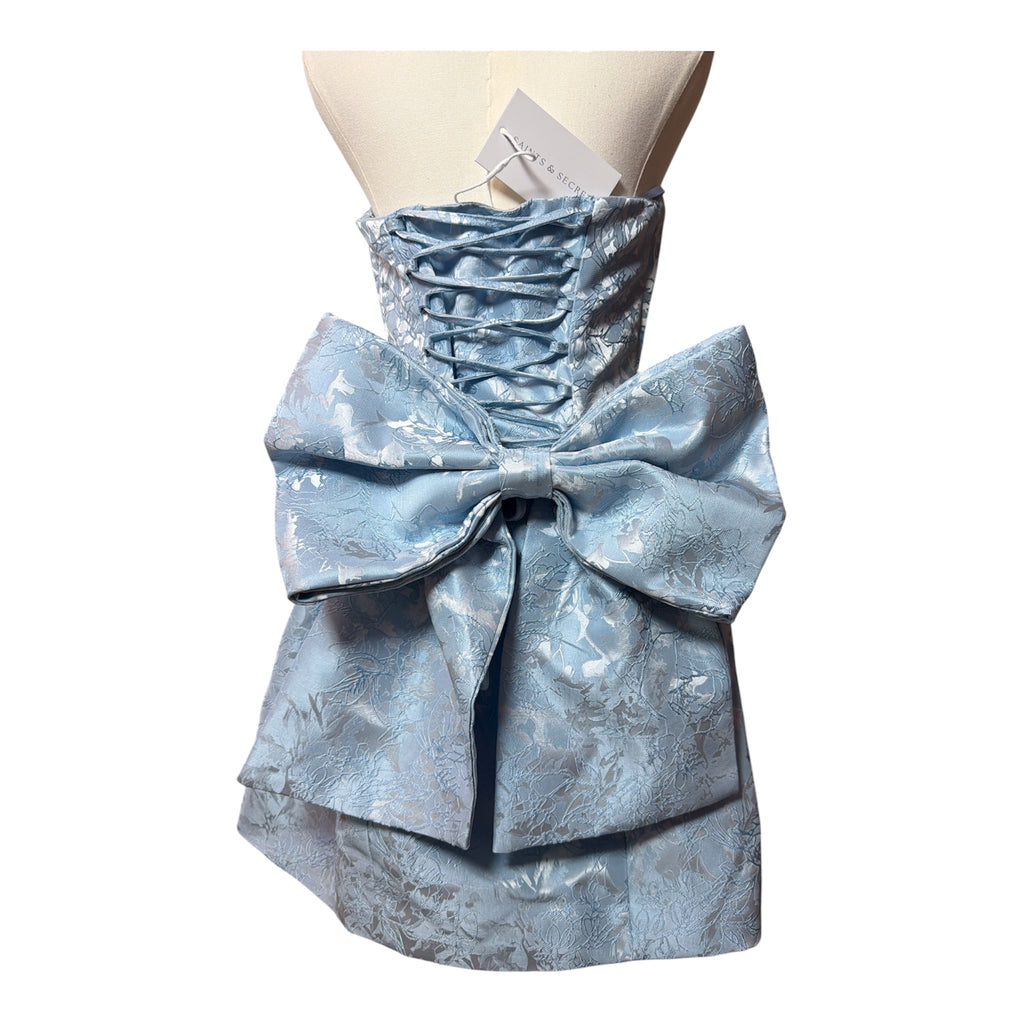 Saints & Secrets Blue Satin Jacquard Dress